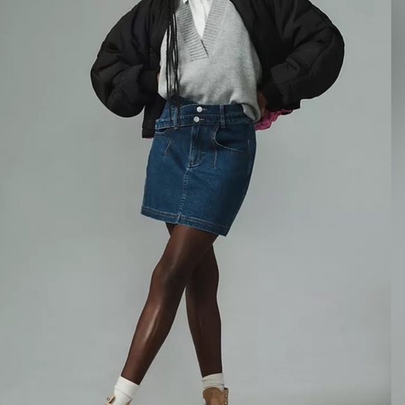 Anthropologie Pilcro Double Waist Denim Mini Skirt